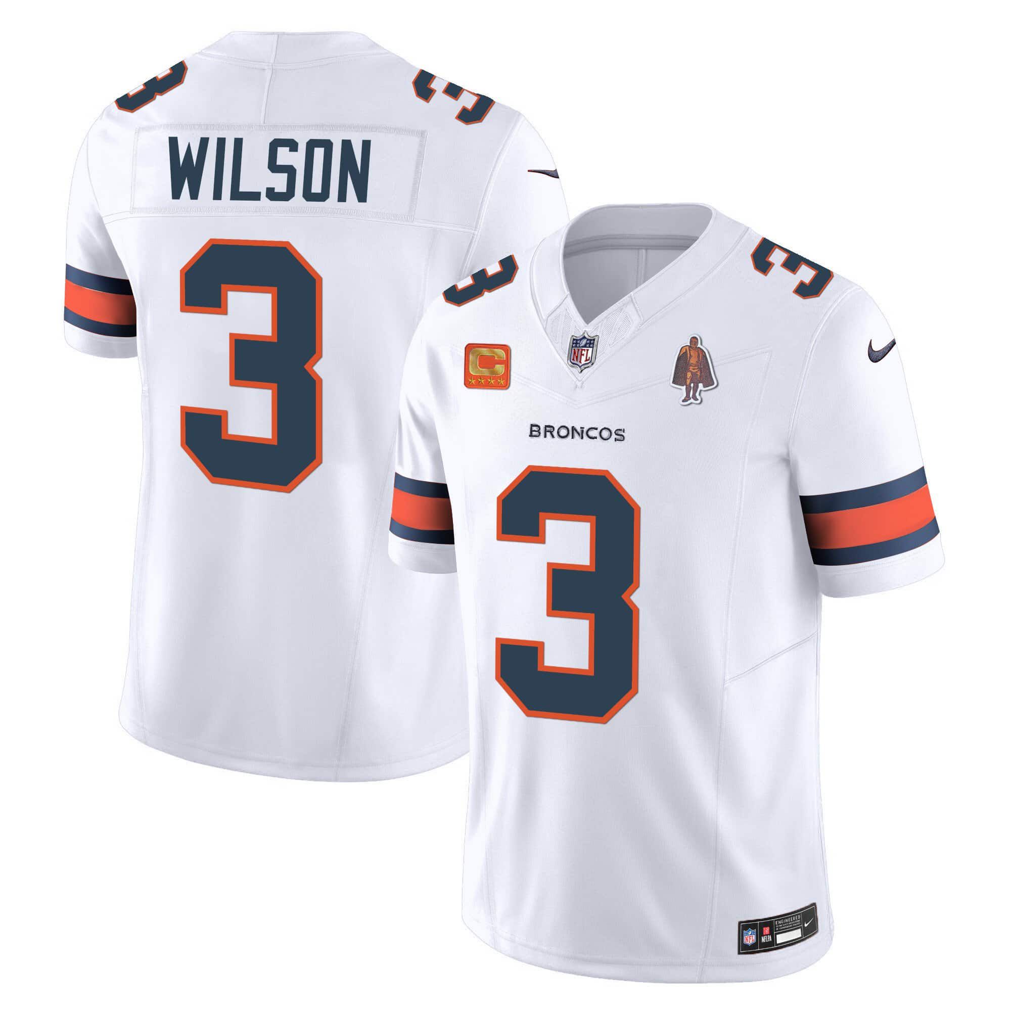 Men Denver Broncos 3 Wilson White 2024 Nike Vapor Limited NFL Jersey style 1